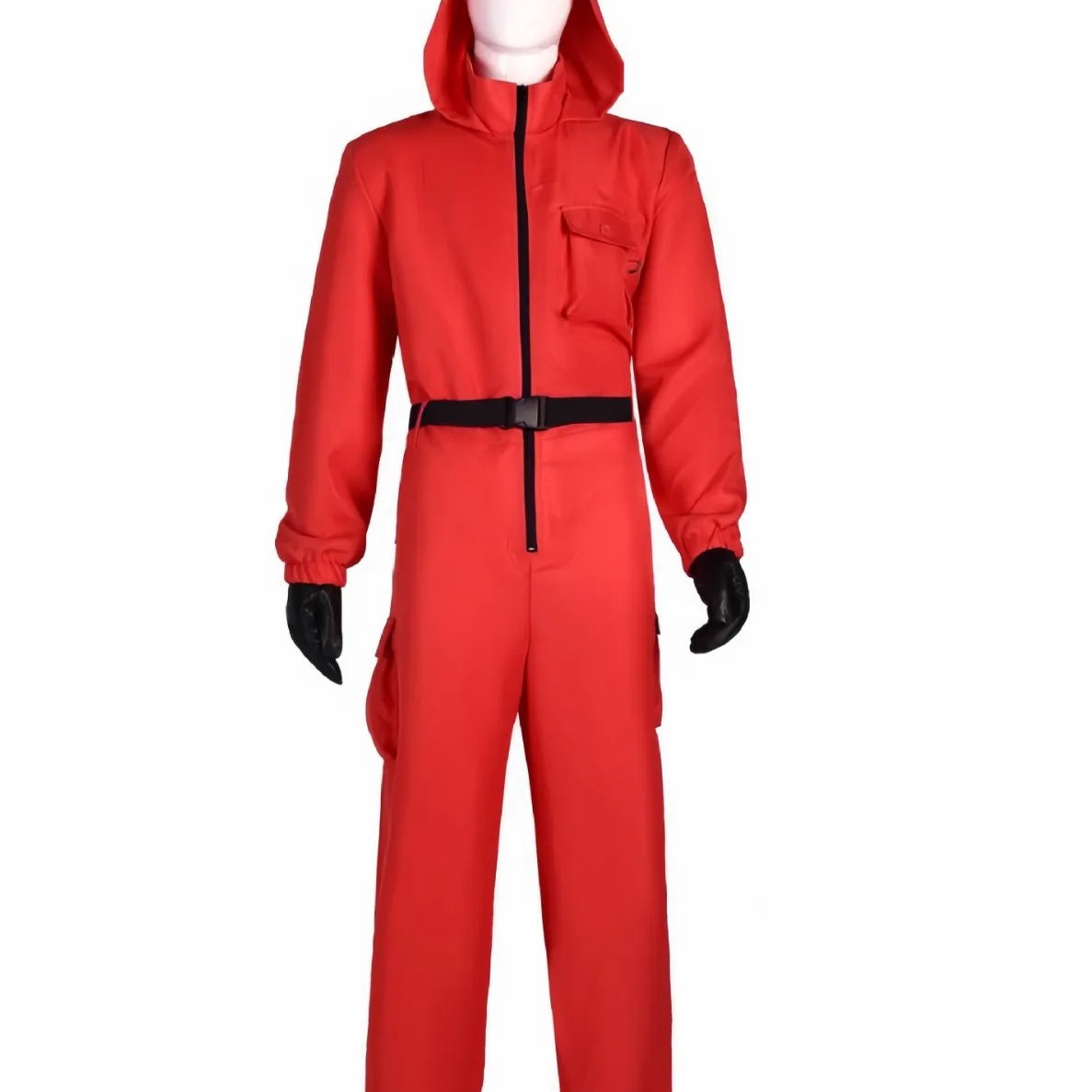 New Red Game Jumpsuit Cosplay Party Tracksuit Outfits Props Role Play Classic Costume From Korean TV Belt Full Mask Set
