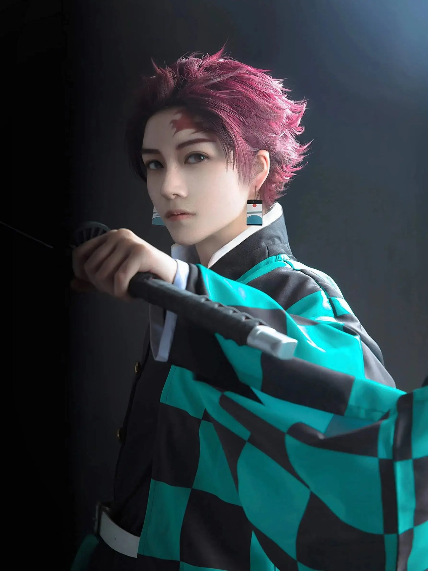 Anime Demon Slayer Kamado Tanjirou Cosplay Costume Kimetsu No Yaiba Cartoon Costume Sutis Wigs Halloween For Kids Adult CosParty