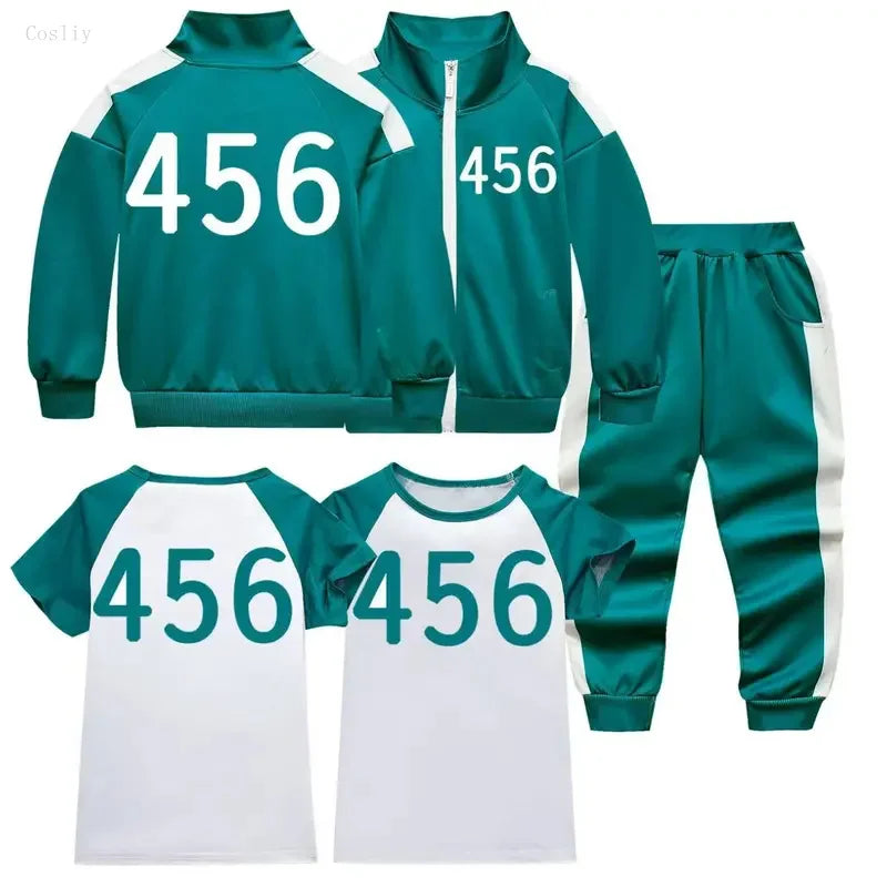 Cosliy New 2025 Squid Player Seong Gi-hun Cosplay Costume 456 Tracksuit Calamari Disguise Halloween Clothes Men Women Kids Boys