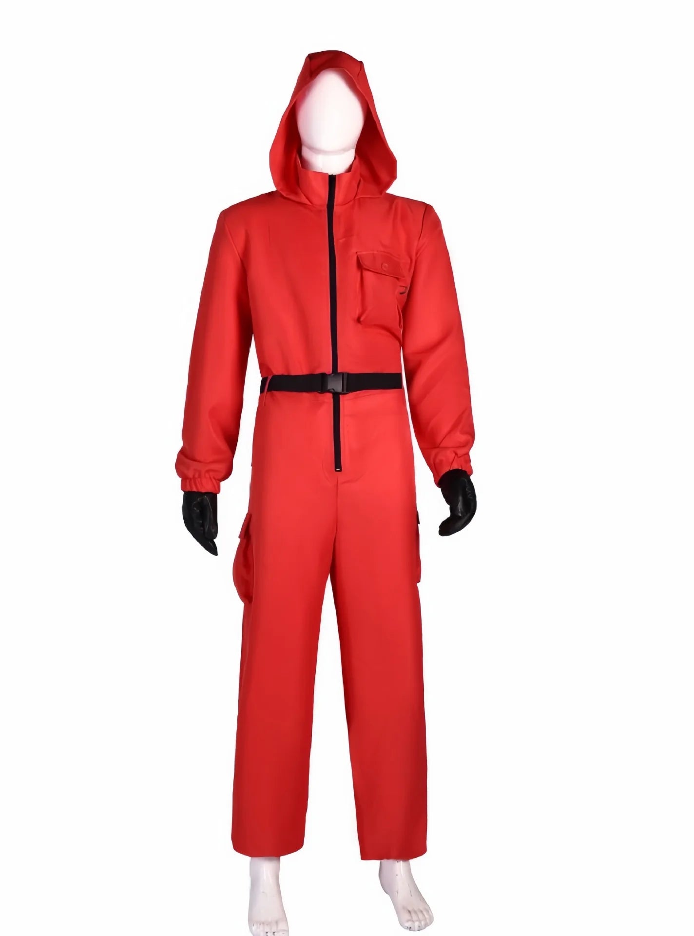 New Red Game Jumpsuit Cosplay Party Tracksuit Outfits Props Role Play Classic Costume From Korean TV Belt Full Mask Set