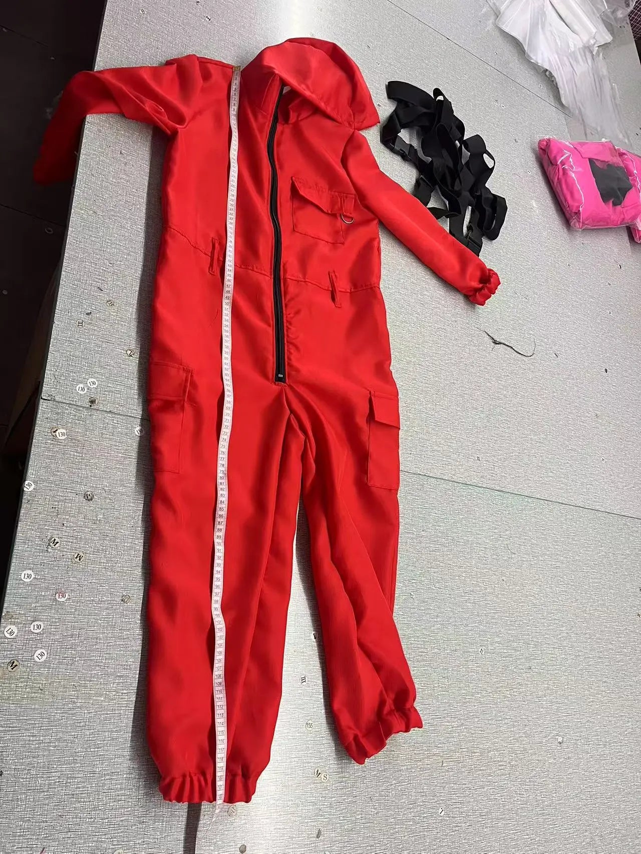 New Red Game Jumpsuit Cosplay Party Tracksuit Outfits Props Role Play Classic Costume From Korean TV Belt Full Mask Set