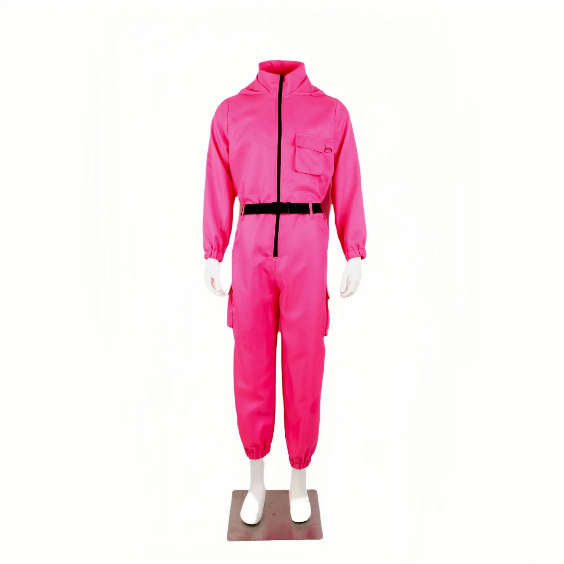 New Red Game Jumpsuit Cosplay Party Tracksuit Outfits Props Role Play Classic Costume From Korean TV Belt Full Mask Set