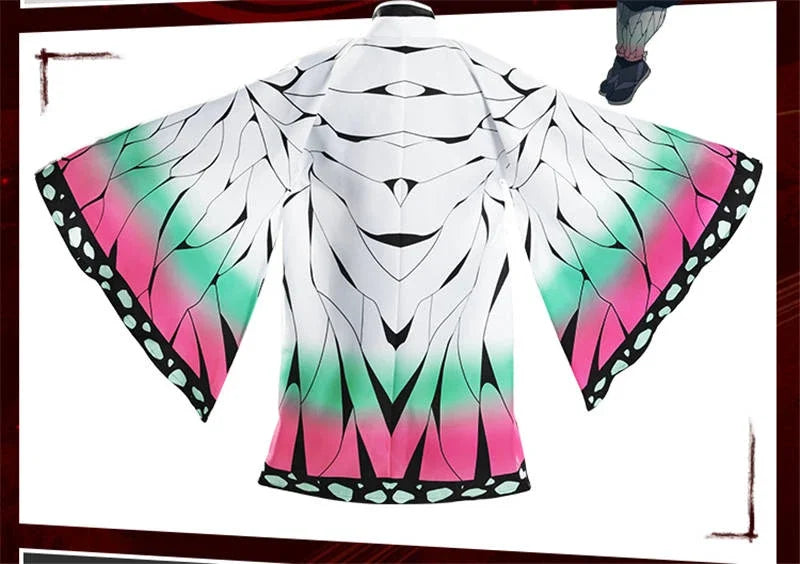 Anime Demon Slayer Kimetsu Geen Yaiba Kochou Shinobu Cosplay Kostuum Pruik Set Kimono Uniform Halloween Anime Kostuums Voor Kid
