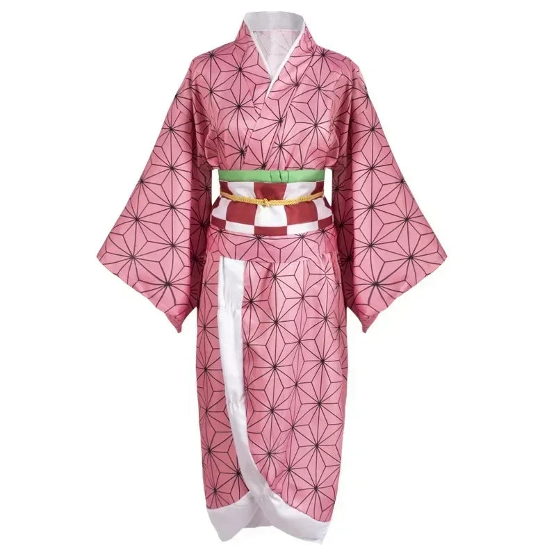 Anime Kimetsu No Yaiba Kamado Nezuko Cosplay Costume Kimono Demon Slayer Cosplay Wigs Hairs Halloween Carnival Women Outfit