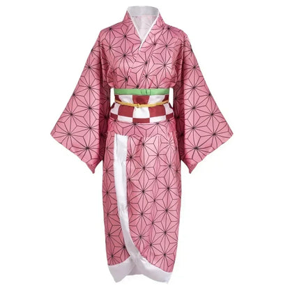 Anime Kimetsu No Yaiba Kamado Nezuko Cosplay Costume Kimono Demon Slayer Cosplay Wigs Hairs Halloween Carnival Women Outfit