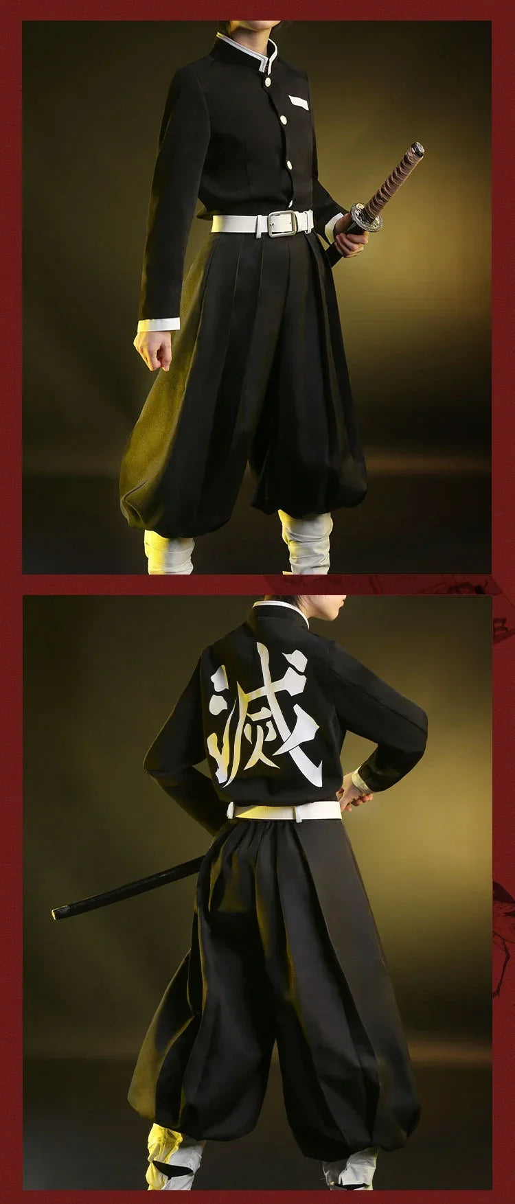 Anime Demon Slayer Kamado Tanjirou Cosplay Costume Kimetsu No Yaiba Cartoon Costume Sutis Wigs Halloween For Kids Adult CosParty