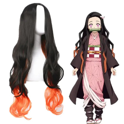 Anime Kimetsu No Yaiba Kamado Nezuko Cosplay Costume Kimono Demon Slayer Cosplay Wigs Hairs Halloween Carnival Women Outfit