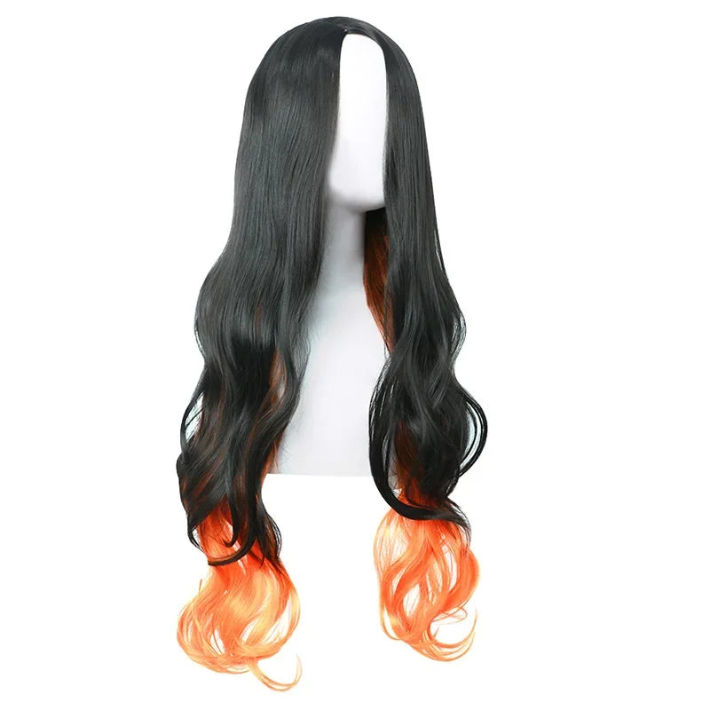 Anime Kimetsu No Yaiba Kamado Nezuko Cosplay Costume Kimono Demon Slayer Cosplay Wigs Hairs Halloween Carnival Women Outfit
