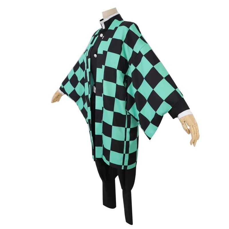 Anime Demon Slayer Kamado Tanjirou Cosplay Costume Kimetsu No Yaiba Cartoon Costume Sutis Wigs Halloween For Kids Adult CosParty