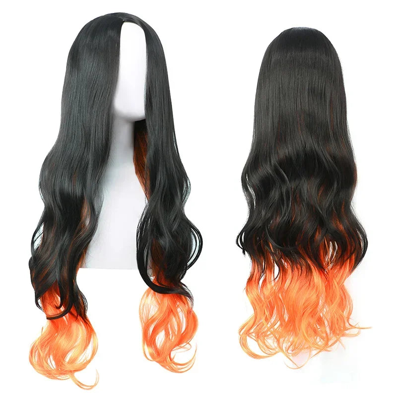 Anime Kimetsu No Yaiba Kamado Nezuko Cosplay Costume Kimono Demon Slayer Cosplay Wigs Hairs Halloween Carnival Women Outfit