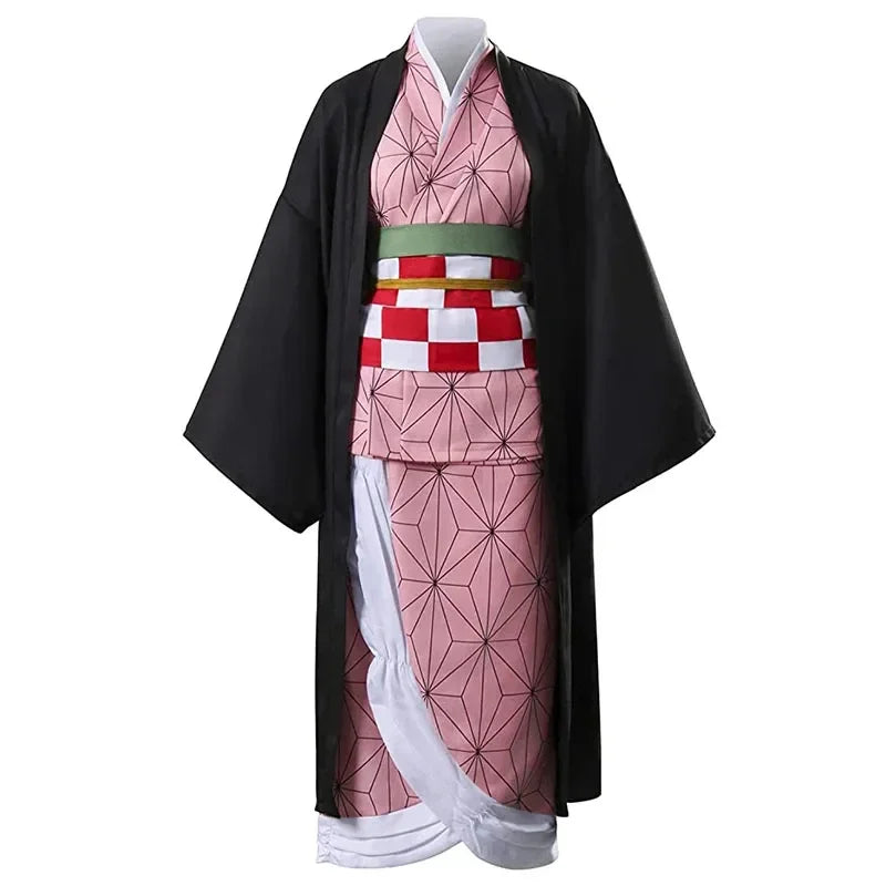 Anime Kimetsu No Yaiba Kamado Nezuko Cosplay Costume Kimono Demon Slayer Cosplay Wigs Hairs Halloween Carnival Women Outfit